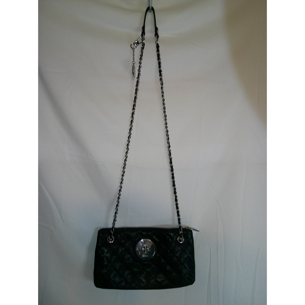 DKNY Quilted Shoulder Bag Chain Strap Black‎ Faux Leather Evening Purse